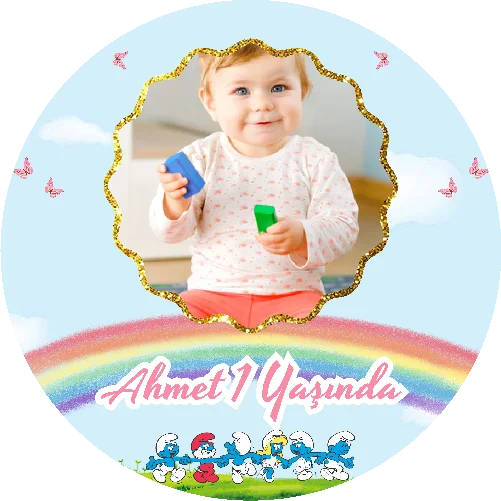 Şirinler Temalı Yuvarlak Açacak Magneti